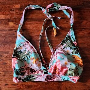Kona Sol Tropical Padded Bikini Top Large Swimsuit